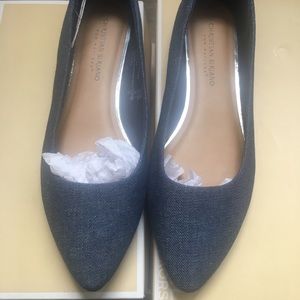 Denim pointed toe flats